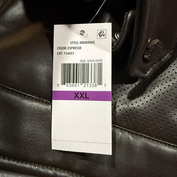 Michael Kors Jacket Mens 2XL Brown Faux Leather Moto Perforated Full Zip New NWT - Picture 9 of 13